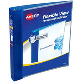 Avery® Flexible View Binder, 1" Round Rings, 175-Sheet Capacity, Blue (17675)