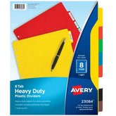 Avery® Heavy-Duty Plastic Dividers, 8-Tab Set, Multicolor (23084)