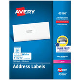 Avery® Easy Peel® Address Labels with Sure Feed®, 1" x 2-5/8", White, 7,500 Blank Mailing Labels (45160)