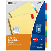 Avery® Insertable Dividers for 3 Ring Binders, 8 Tab Set, Multicolor Big Tab™ (11111)