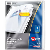 Avery® Print-On™ Dividers, 5 Tabs, 5 Sets (11515)