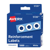 Avery® Self-Adhesive Hole Reinforcement Stickers, 1/4" Diameter, Non-Printable, 1,000 Total (5720)