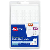 Avery® Multi-Use Removable Labels, 5/16" x 1/2", White, Non-Printable, 1,100 Small Stickers Total (5412)