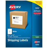 Avery® Shipping Labels for Copiers, 8-1/2" x 11", 100 White Labels (5353)