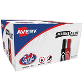 Avery Marks-A-Lot Permanent Markers, Regular Desk-Style Size, Chisel Tip, 24 Assorted Markers (98187)