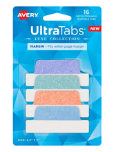 Avery® Ultra Tabs® Luxe Collection Margin Tabs, 2-1/2" x 1", Pastel Shimmer Designs, 16 Tabs (74150)