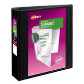 Avery® Durable View Binder, 2" EZD Rings, 540-Sheet Capacity, DuraHinge™, Black (09500)