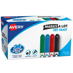 Avery(R) Marks A Lot(R) Pen-Style Dry Erase Markers, Bullet Tip, Assorted Colors, Value Pack of 24 (29860)