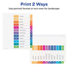 Avery® Ready Index® Dividers, 12 Tab Sets, Customizable Table of Contents, Multicolor Tabs, 3 Sets (11073)