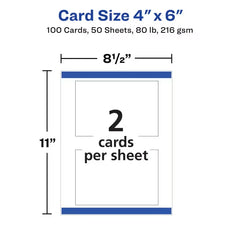Avery® Postcards with Sure Feed® Technology, 4" x 6", Matte White, 100 Blank Postcards for Inkjet Printers (8386)