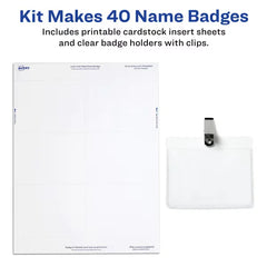 Avery® Name Badges with Clips, 3" x 4", Clear Name Tag Holders with White Inserts, 40 Clip Style Name Badges (5384)