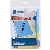 Avery® Write & Erase Durable Plastic Mini Dividers, 5-1/2" x 8-1/2", 5-Tab Set, Multicolor, 1 Set (16180)