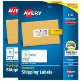 Avery® TrueBlock® Shipping Labels with Sure Feed®, 2" x 4", White, 500 Blank Mailing Labels Total (2-Pack of 8163)