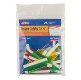 Avery® Insertable Tabs, Self-Adhesive, Printable Inserts, 2" Assorted Colors, 25 Tabs (16239)