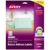 Avery® Matte Clear Return Address Labels, Sure Feed™ Technology, Laser, 1/2" x 1-3/4", 2,000 Labels (5667)