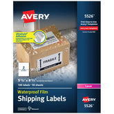 Avery® Waterproof Shipping Labels with Sure Feed®, 5-1/2" x 8-1/2", White, Laser Compatible, 100 Labels Total (5526)