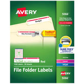 TrueBlock® File Folder Labels, 2/3” x 3-7/16”, 1,500 Printable Labels, Permanent Adhesive, White/Red (5066)