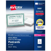 Avery® Postcards with Sure Feed® Technology, 4" x 6", White, 80 Blank Postcards for Laser Printers (5889)
