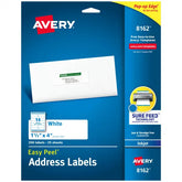 Avery® Easy Peel® Address Labels, Sure Feed™ Technology, Permanent Adhesive, 1-1/3" x 4", 350 Labels (8162)