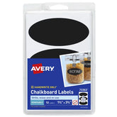 Avery® Chalkboard Labels, 1-3/4" x 3-3/4" Oval Labels, Black, Non-Printable, 12 Removable Labels Total (73363)