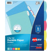 Avery® Big Tab™ Durable Paper Dividers, 5-Tab Set, Assorted Bright Colors, Easy Peel® Labels (14426)