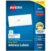 Avery® Easy Peel® Address Labels with Sure Feed®, 1" x 2-5/8", White, 3,000 Blank Mailing Labels (8460)
