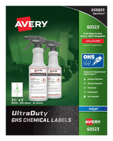 Avery® UltraDuty® GHS Chemical Labels for Pigment Inkjet Printers, Permanent Adhesive, Waterproof, UV Resistant, 3-1/2” x 5”, 200 Labels (60523)