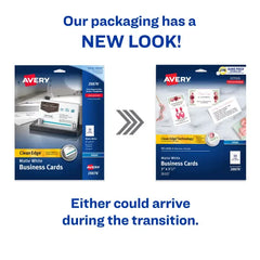 Avery® Clean Edge® Business Cards with Sure Feed Technology, 2" x 3-1/2", White, 90 Blank Cards (28878)