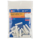 Avery® Insertable Tabs, Self-Adhesive, Printable Inserts, 1" Clear, 25 Tabs (16221)