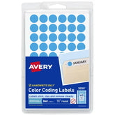 Avery® Color-Coding Removable Labels, 1/2 Inch Round Stickers, Light Blue, Non-Printable, 840 Dot Stickers Total (5050)