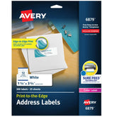 Avery® Print-to-the-Edge Address Labels with Sure Feed®, 1-1/4" x 3-1/4", Matte White, 300 Labels (6879)