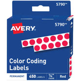 Avery® Color-Coding Removable Labels, 1/4 Inch Round Stickers, Red, Non-Printable, 450 Dot Stickers Total (5790)