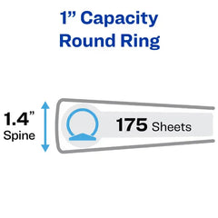 1" Legal-Size Durable 3 Ring Binders, Round Rings, 8-1/2" x 14", 175-Sheet Capacity, Black, 2 Pack (17709)