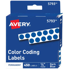 Avery® Color-Coding Removable Labels, 1/4 Inch Round Stickers, Dark Blue, Non-Printable, 450 Dot Stickers Total (5793)