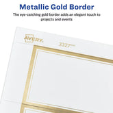 Avery® Invitation Cards with Metallic Gold Borders, 5" x 7" Printable Cards, 30 Flat Cards, 30 Envelopes (3325)