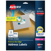 Avery® Print-to-the-Edge Address Labels with Sure Feed®, 1-1/4" x 2-3/8", Matte White, 450 Labels (6871)
