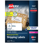 Avery® Waterproof Labels with UltraHold® Permanent Adhesive, 2" x 4", 500 Labels for Laser Printers (5523)
