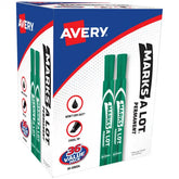 Avery® Marks A Lot® Permanent Markers, Large Desk-Style Size, Chisel Tip, 36 Green Markers Total (98241)