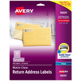 Avery® Matte Clear Return Address Labels, Sure Feed™ Technology, Inkjet, 2/3" x 1-3/4", 600 Labels (18695)