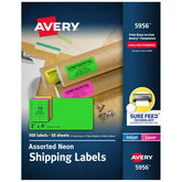 Avery Shipping Labels with Sure Feed, 2" x 4", Neon Green, Laser & Inkjet Compatible, 500 Labels Total (5956)
