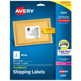 Avery® TrueBlock® Shipping Labels, Sure Feed™ Technology, Permanent Adhesive, 3-1/3" x 4", 150 Labels (5264)