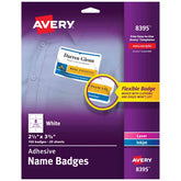 Avery® Flexible Adhesive Name Badges, 2-1/3" x 3-3/8", Matte White, 160 Removable Name Badges (8395)