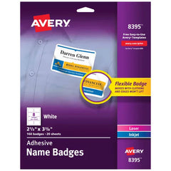 Avery® Flexible Adhesive Name Badges, 2-1/3" x 3-3/8", Matte White, 160 Removable Name Badges (8395)
