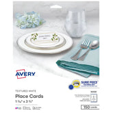 Avery® Place Cards with Sure Feed® Technology, 1-7/16" x 3-3/4", Textured Matte White, 150 Total (16109)