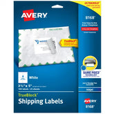Avery® TrueBlock® Shipping Labels, Sure Feed™ Technology, Permanent Adhesive, 3-1/2" x 5", 100 Labels (8168)