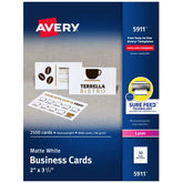 Avery® Printable Business Cards with Sure Feed™, 2" x 3.5", White, 2,500 Blank Cards for Laser Printers (5911)