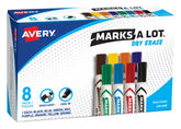 Avery(R) Marks A Lot(R) Desk-Style Dry Erase Markers, Chisel Tip, Assorted Colors, 8 Markers (24411)