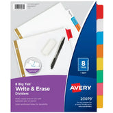 Avery® Big Tab™ Write & Erase Dividers, 8-Tab Set, Multicolor Divider Tabs, 1 Set of Binder Dividers (23079)