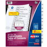 Avery® Ready Index® Jan-Dec Dividers, 12 Tab Sets, Customizable Table of Contents, White Tabs, 6 Sets (11826)