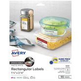 Avery® 1-1/4" x 2-3/8" Dissolvable Rectangle Labels with Sure Feed™, 90 Labels, Removable Adhesive, White (4224)